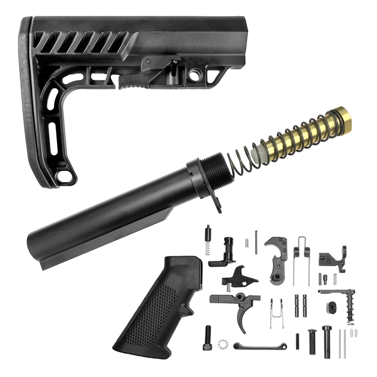 Finish Your Lower Kit (Carbine): Special Operations Stock + AR-15 Carbine Buffer Tube Kit + Complete Lower Parts Kit