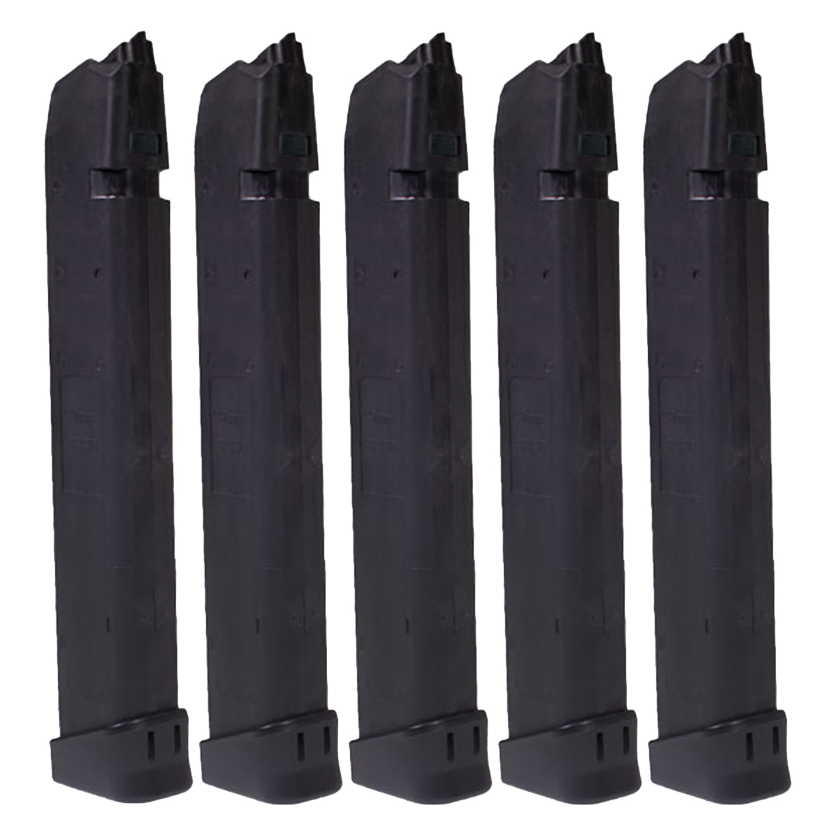  Global Ordnance 33 Round Glock Compatible Magazine, 9mm, Metal Liner w/ Polymer Coating - 5-Pack