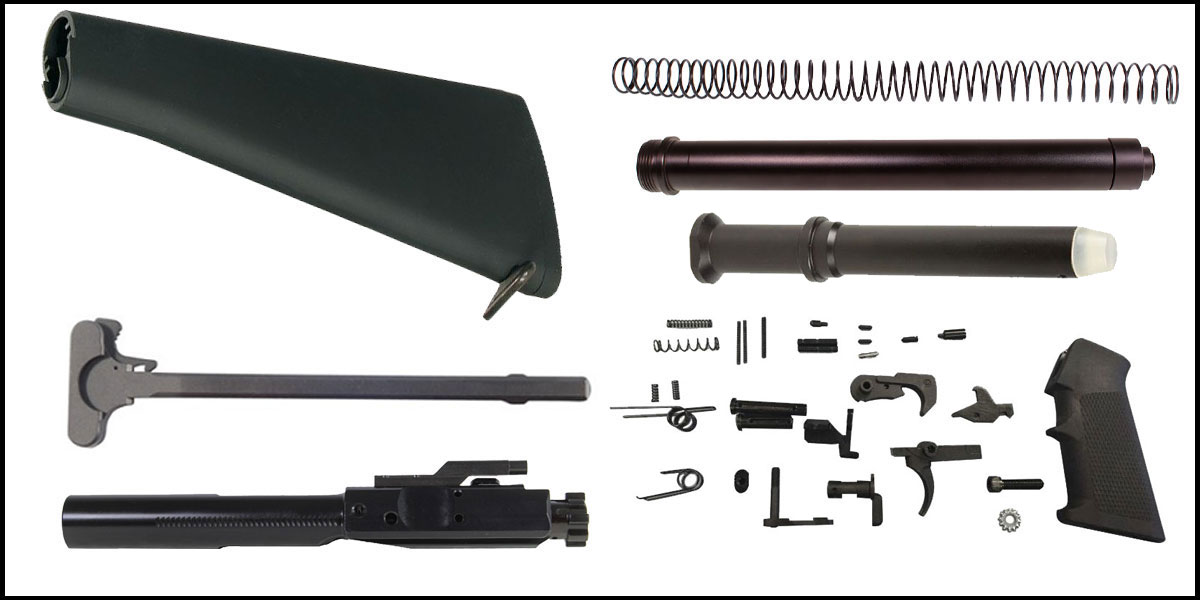 Stock + Buffer Tube Kit: Omega Manufacturing A2 Style AR Fixed Stock + Omega Mfg. AR-15 A2 Rifle Buffer Kit + Recoil Technologies LR-308 Lower Parts Kit + Recoil Technologies Ion Nitride LR-308 BCG + Omega Manufacturing LR-308 Charging Handle Aluminum
