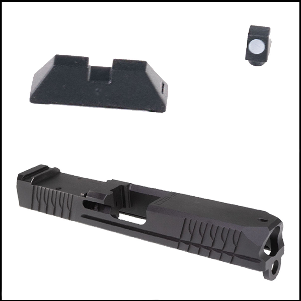 Slide + Optic Bundle: SCT Manufacturing Short Sight Kit  + Polymer80 Slide, Black Nitride