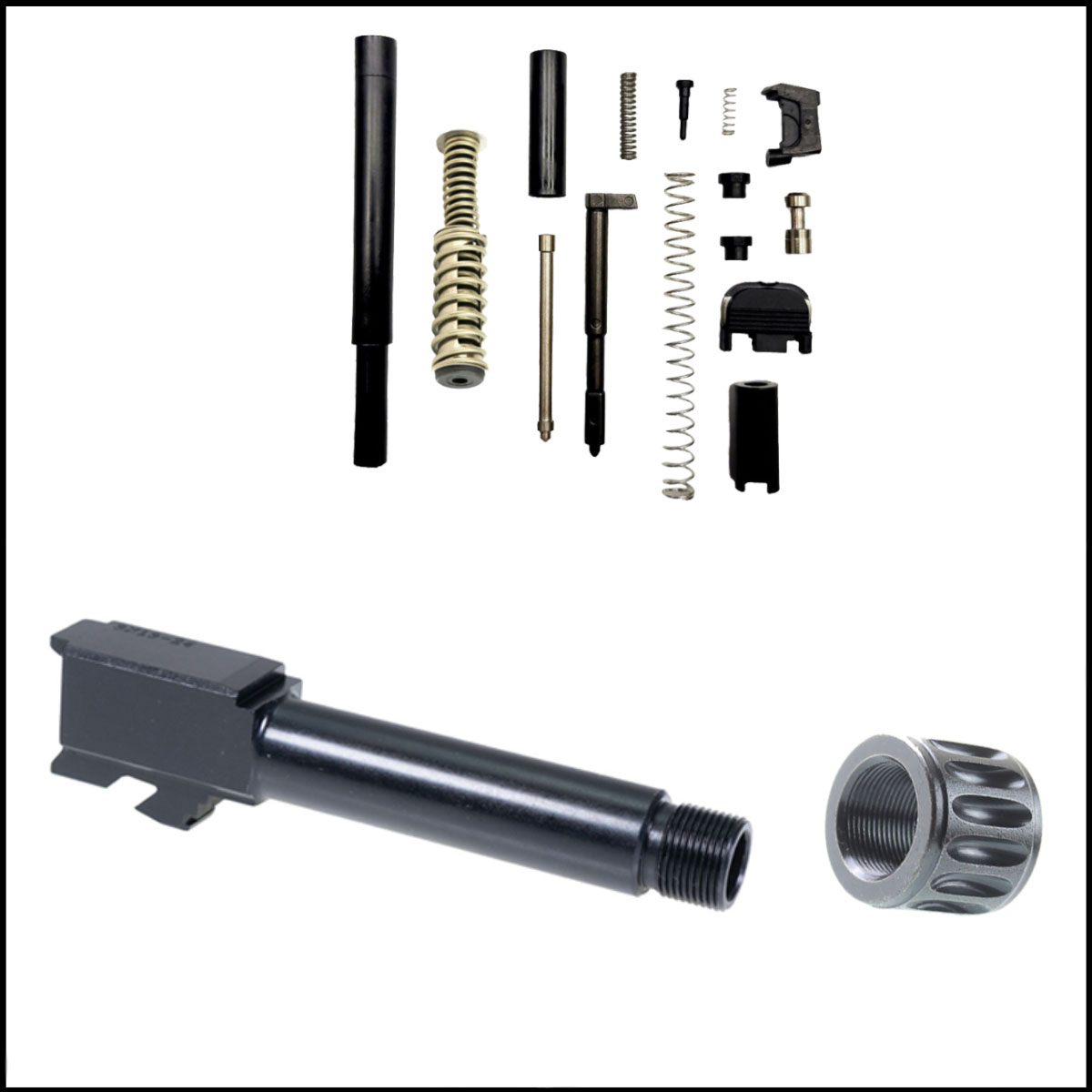 DIY Pistol Kits: SCT Manufacturing Slide Parts Kit for Glock 26 + Bear Creek Barrel for Glock 26 + KAK Industry 1/2x28 Thread Protector