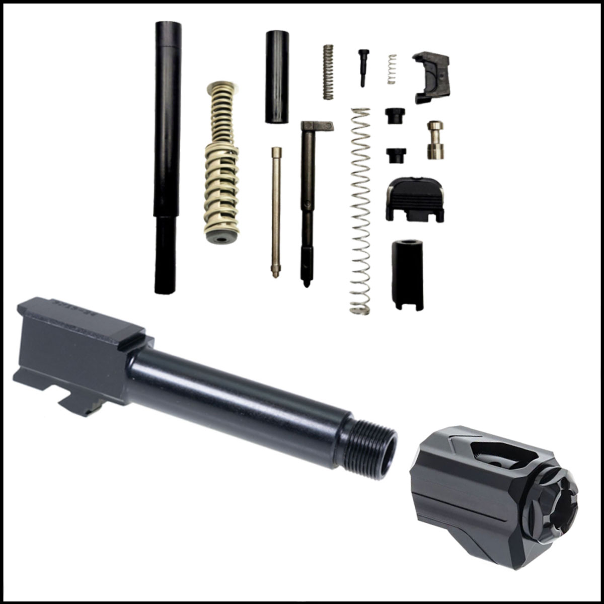 DIY Pistol Kits: SCT Manufacturing Slide Parts Kit for Glock 26 + Bear Creek Barrel for Glock 26 + Tyrant Designs Universal Compensator