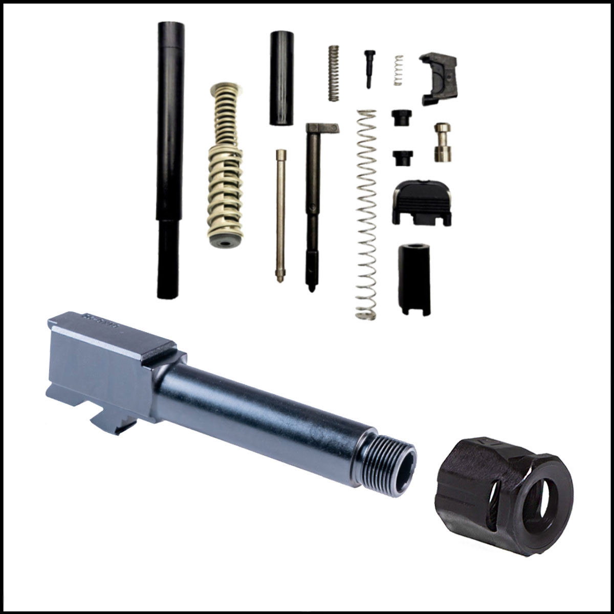 DIY Pistol Kits: SCT Manufacturing Slide Parts Kit for Glock 26 + Glock 26 Compatible Threaded Barrel + Strike Industries Micro Threaded Barrel Comp