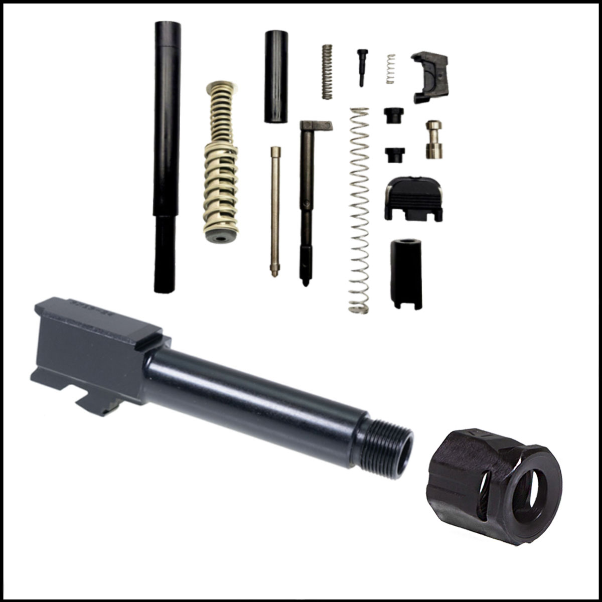 DIY Pistol Kits: SCT Manufacturing Slide Parts Kit for Glock 26 + Bear Creek Barrel for Glock 26 + Strike Industries Micro Threaded Barrel Comp 
