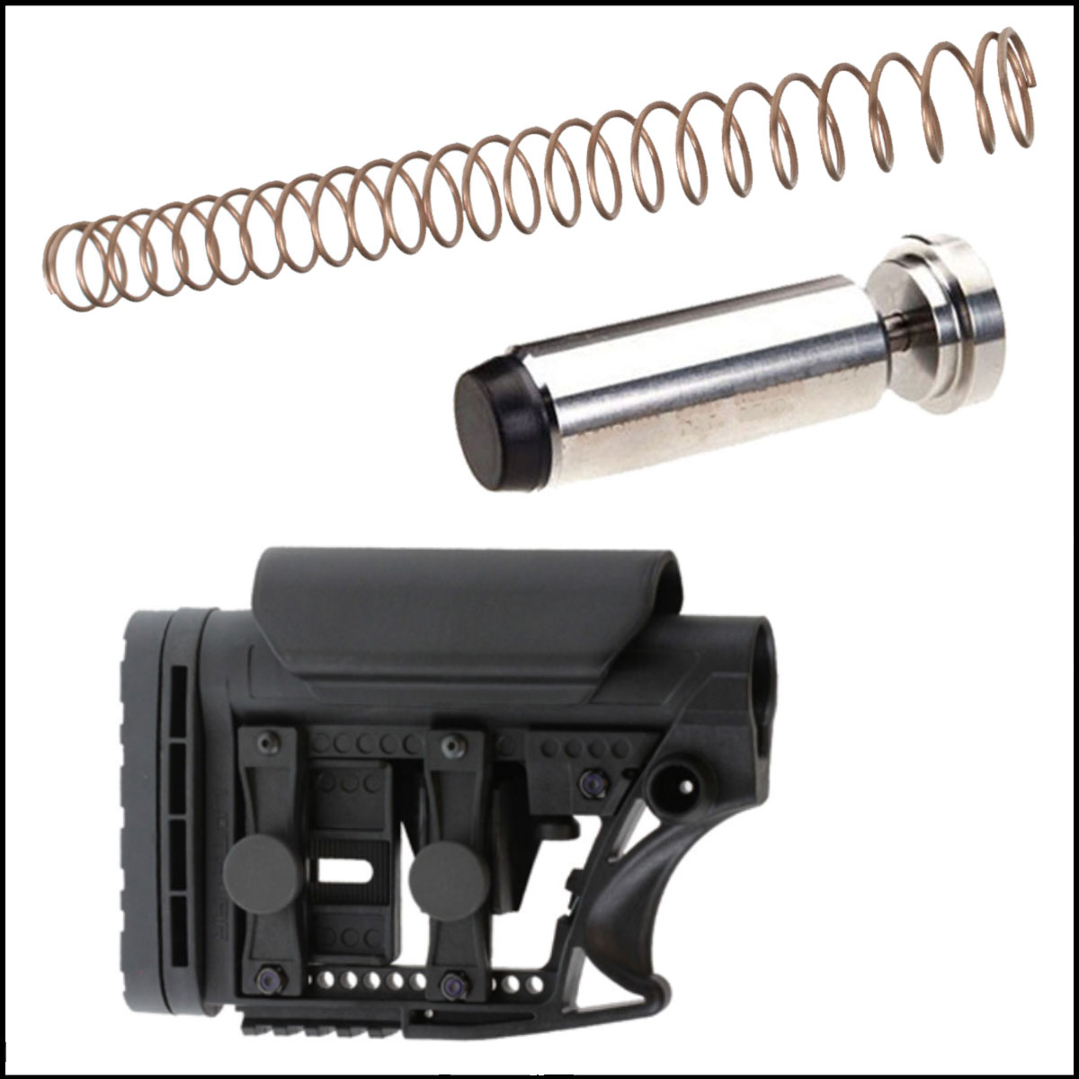 LR-308 Carbine Upgrade Kit: Kyntec Hydraulic Recoil Buffer + Luth-AR LR-308 Carbine Buffer Spring + Luth-AR MBA-3 AR-15 Mil-Spec Stock
