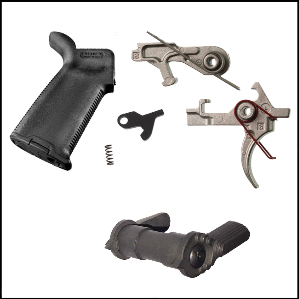 Lower Upgrade Kit: Recoil Technologies Top Shelf 2 Stage Trigger  + Anderson Mfg Ambi Safety Selector  + Magpul MOE Plus Pistol Grip AR-15 Enhanced Grip