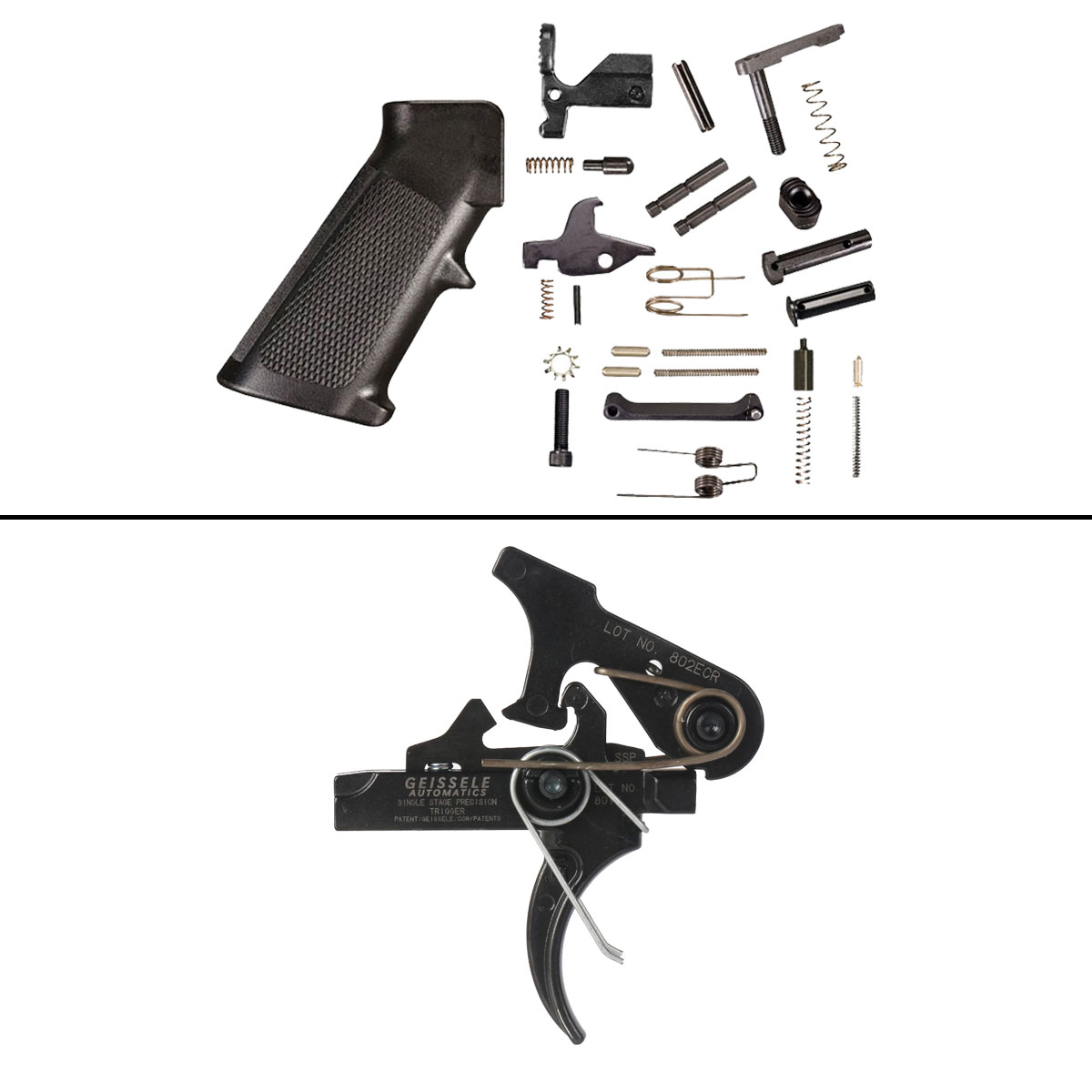 Trigger Upgrade Kit: KAK Industry LR-308 Lite Lower Parts Kit  + Geissele Automatics Single-Stage Precision (SSP) M4 Curved Bow Trigger 