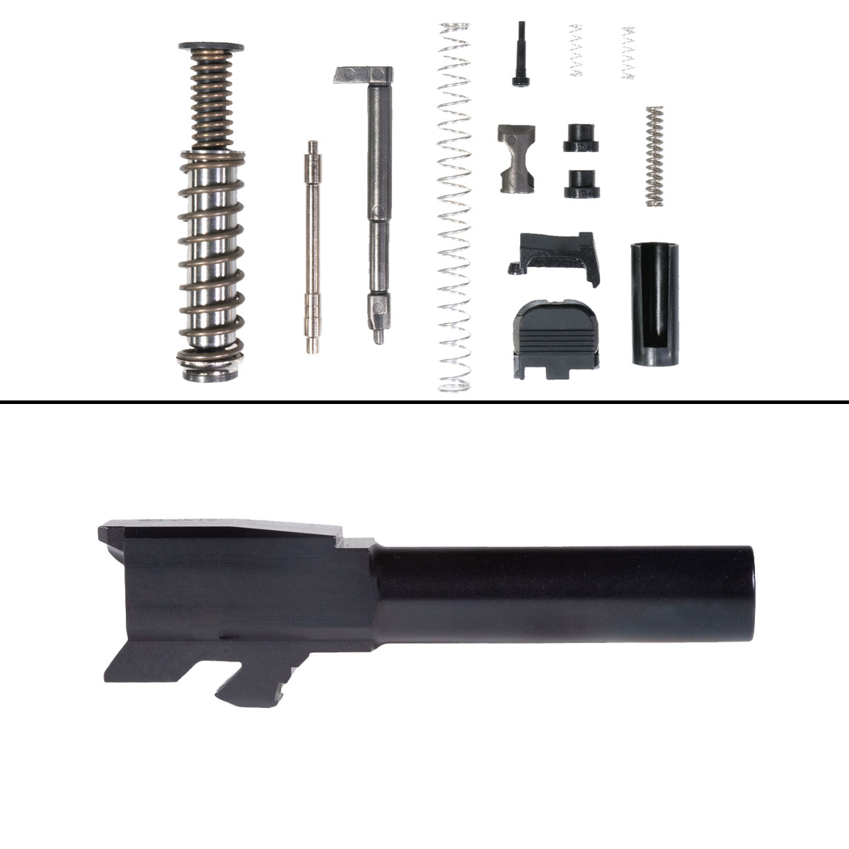 G43 Starter Kit: Glock 43 Flush Cut Crown Barrel + ELD Performance G43 Slide Parts Kit Metal Guide Rod