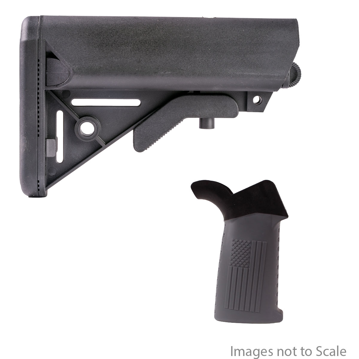 Furniture Upgrade Kit: Team Accessories Corp Grid Grip Flared Flag (gray) + Gauntlet Arms SOPMOD Style Collapsible Stock with Storage Compartments