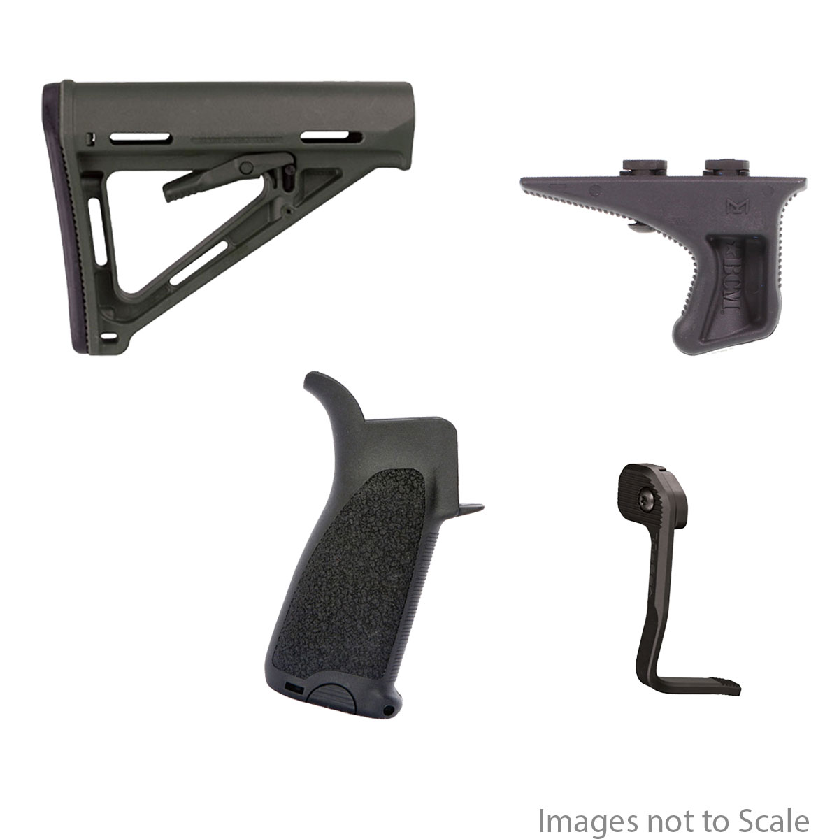 Furniture Kit: Magpul MOE Mil-Spec Collapsible AR-15 Carbine Synthetic Buttstock + BCM Gunfighter Black Mod 3 Grip + Magpul BAD Lever Extended Bolt Catch + BCM Kinesthetic Angled Grip