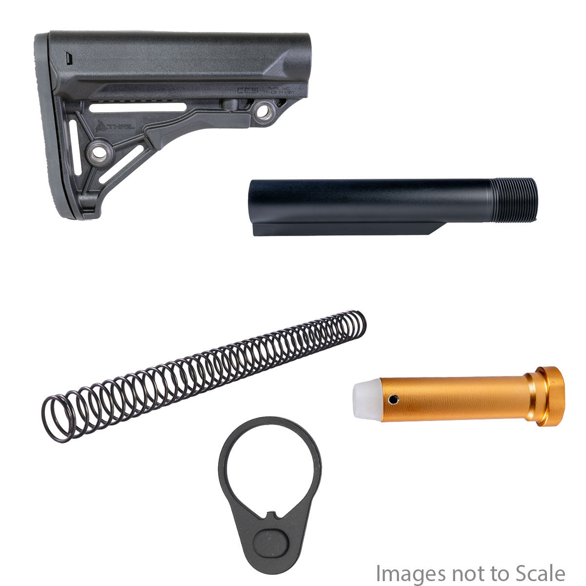 Buffer Tube Kit: THRIL Combat Competition Stock + Recoil Tech. Mil-Spec Heavy-Duty 6-Position Buffer Tube  + Recoil Tech. AR-15 Carbine Recoil Spring + US Tactical Mil-Spec Receiver End Plate + Recoil Tech. AR-15 Standard Carbine Buffer