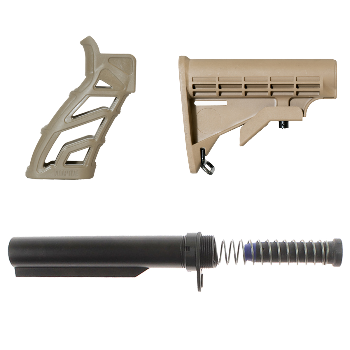 AR-15 FDE Rifle Buffer Tube Kit Featuring The Adaptive Tactical LTG ...