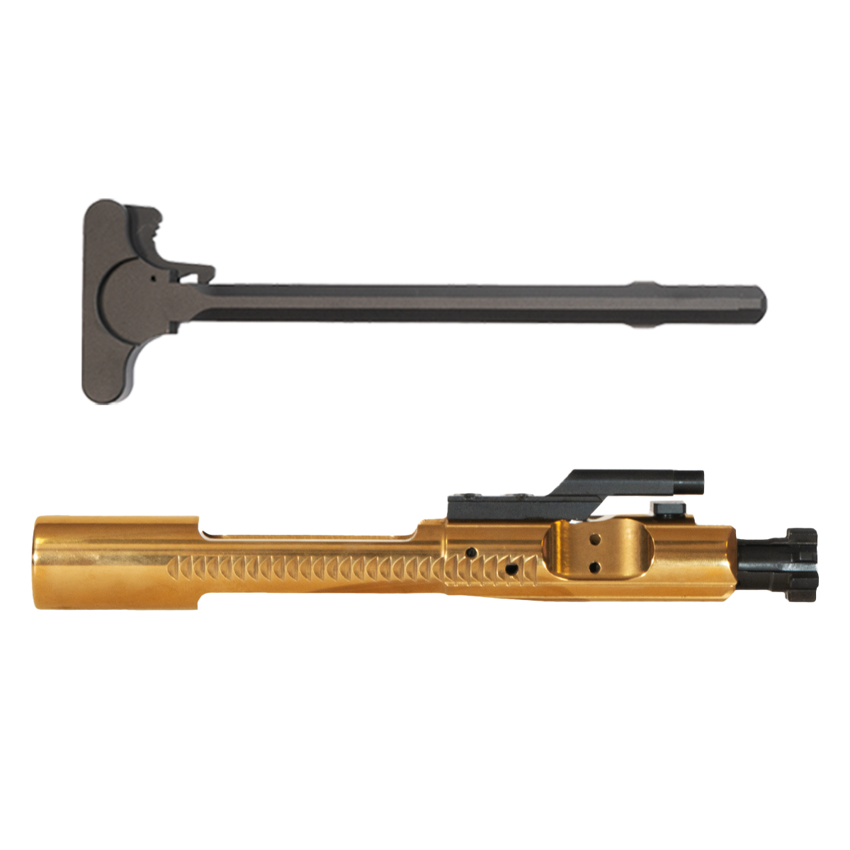  AR-15 BCG Hybrid Titanium Nitride 5.56 BCG - TiN Carrier, Nitride Key and Bolt w/ Mil-Spec AR-15 M4 Charging Haandle