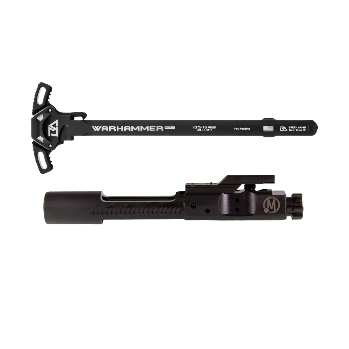  Mercury Precision AR-15 5.56/.223, HPT/MPI Tested, Full Auto Profile, 9310 Steel Nitride Bolt Carrier Group w/ Breek Arms Warhammer MOD2 MICRO Ambi Charging Handle, Black