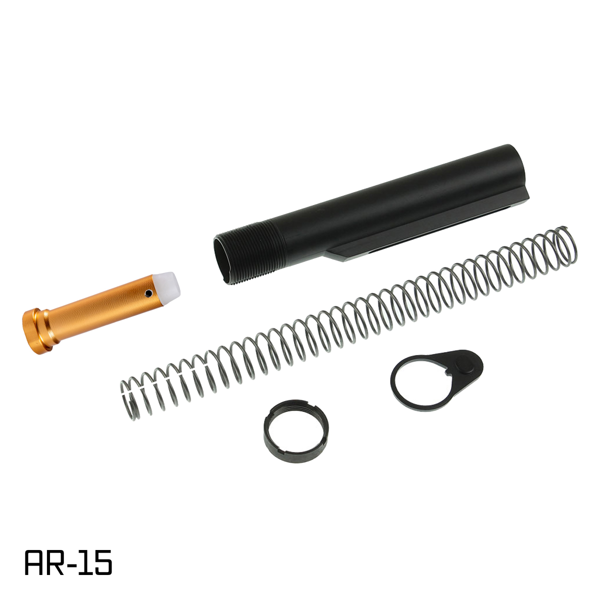 Davidson Defense AR-15 Mil-Spec Buffer Tube Kit, 7075-T6 Dry Film Coated Carbine Buffer Tube, 3oz Buffer, Recoil Spring, Castle Nut & End Plate