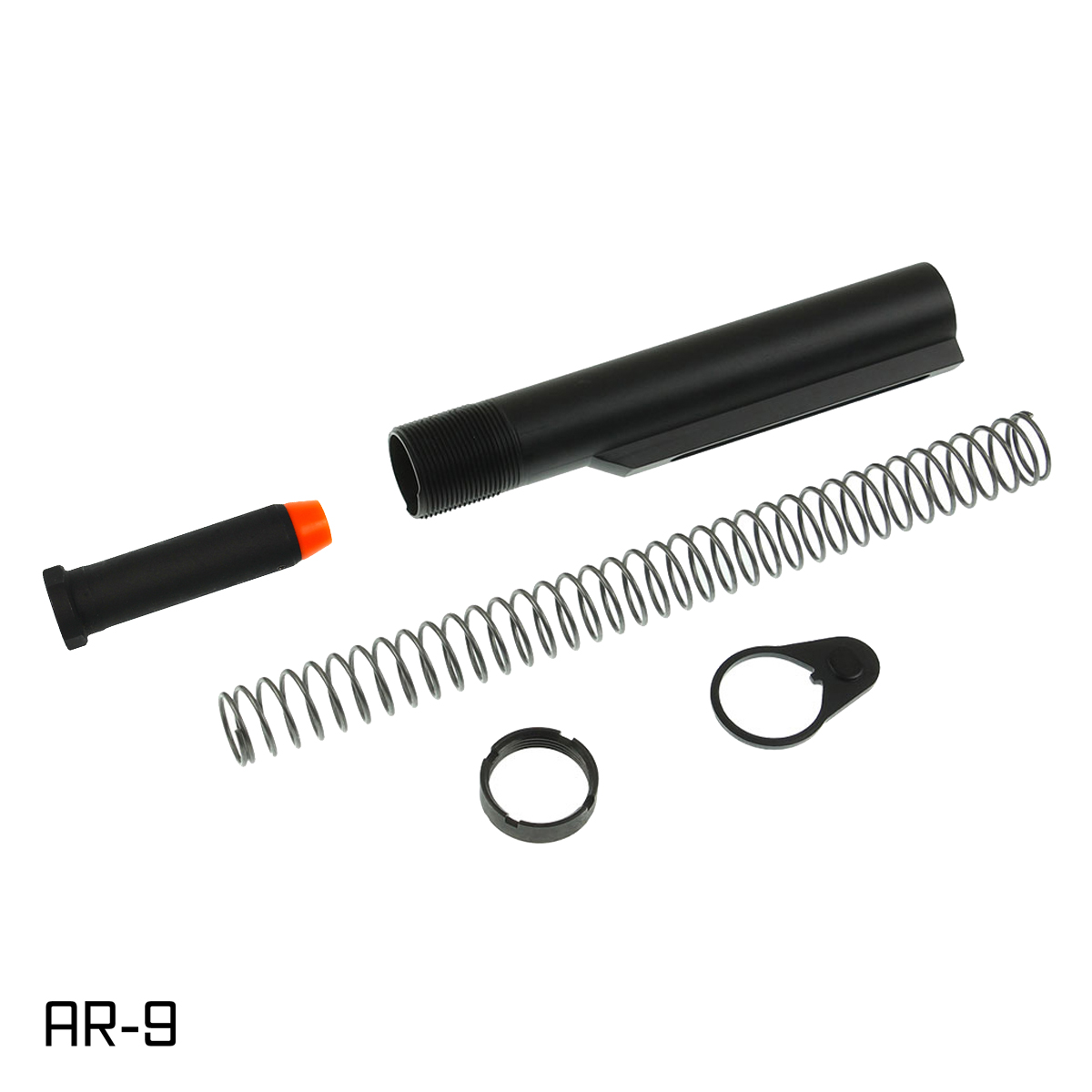Davidson Defense AR-9 Mil-Spec Buffer Tube Kit, 7075-T6 Dry Film Coated Carbine Buffer Tube, 5.5oz Buffer, Recoil Spring, Castle Nut & End Plate