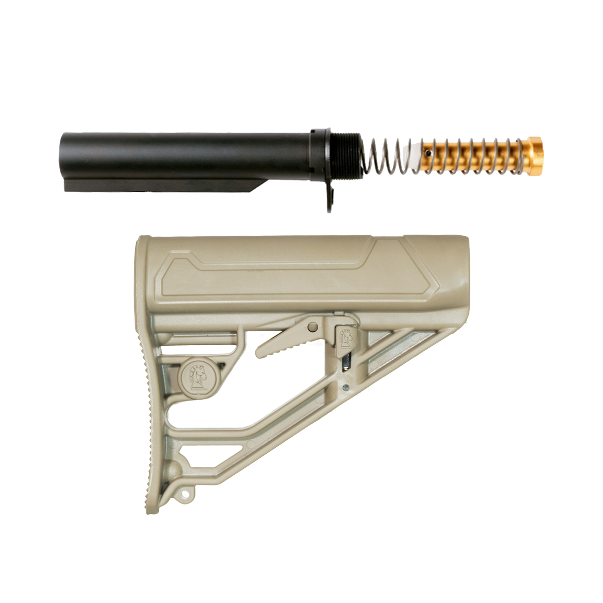  Adaptive Tactical EX Performance FDE Lite Adjustable Stock Kit, Mil-Spec Heavy-Duty Carbine Buffer Tube, 3 oz Carbine Recoil Buffer, Recoil Spring, Castle Nut & End Plate