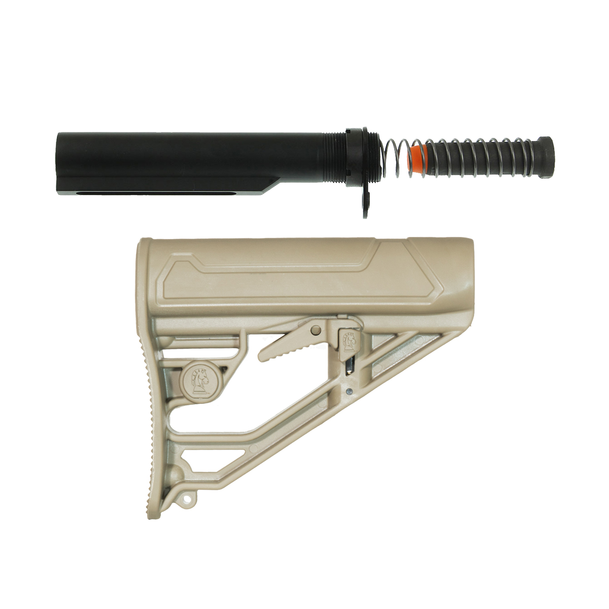  Adaptive Tactical EX Performance FDE Lite Adjustable Stock Kit, Mil-Spec Heavy-Duty Carbine Buffer Tube, 5.5 oz Carbine Recoil Buffer, Recoil Spring, Castle Nut & End Plate