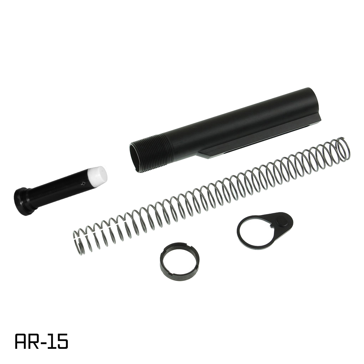 Davidson Defense AR-15 Mil-Spec Buffer Tube Kit, 7075-T6 Dry Film Coated Carbine Buffer Tube, H1 3.8oz Carbine Buffer, Recoil Spring, Castle Nut & End Plate