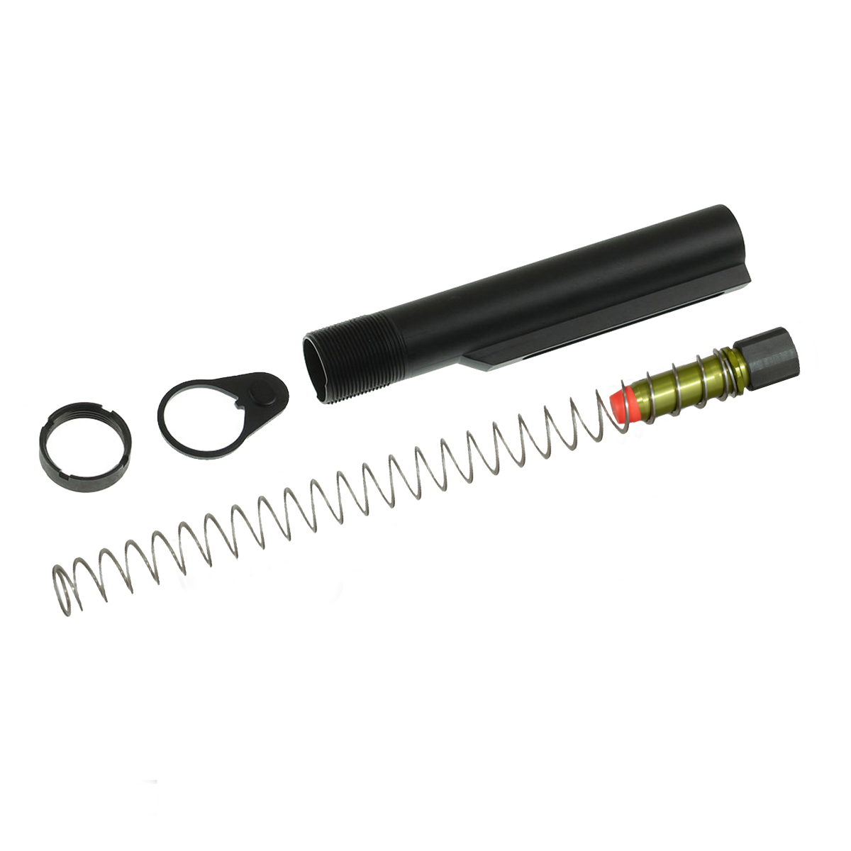 Davidson Defense Mil-Spec Buffer Tube Kit, 7075-T6 Dry Film Coated Carbine Buffer Tube, KAK 5.5oz H3 Carbine Buffer, Recoil Spring, Castle Nut & End Plate