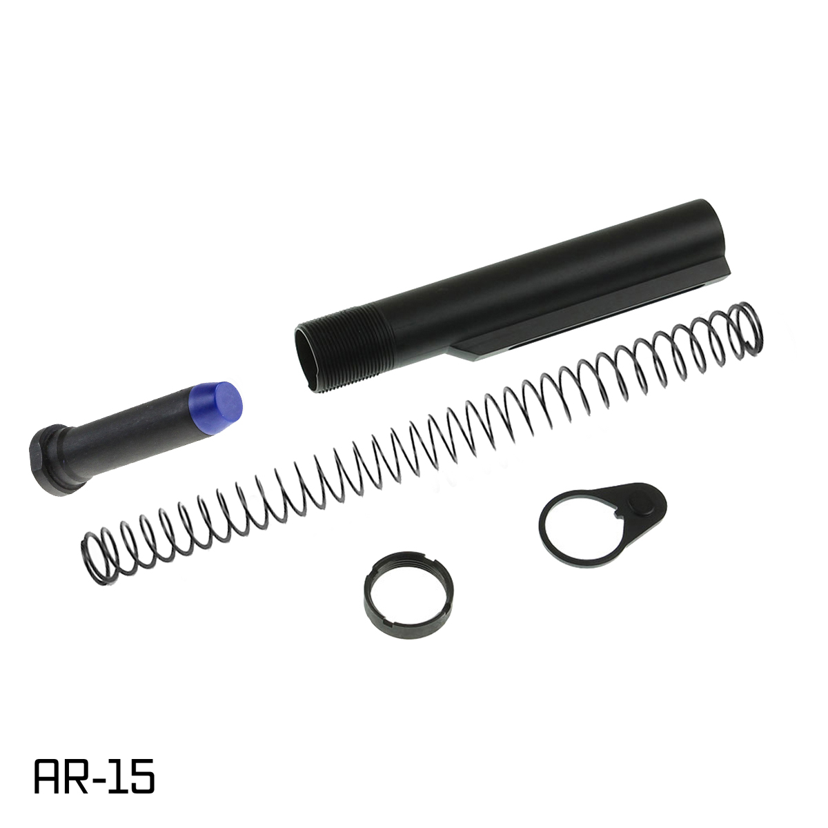 Davidson Defense AR-15 Mil-Spec Buffer Tube Kit, 7075-T6 Dry Film Coated Carbine Buffer Tube, H2 4.6oz Carbine Buffer, Flatwire Recoil Spring, Castle Nut & End Plate