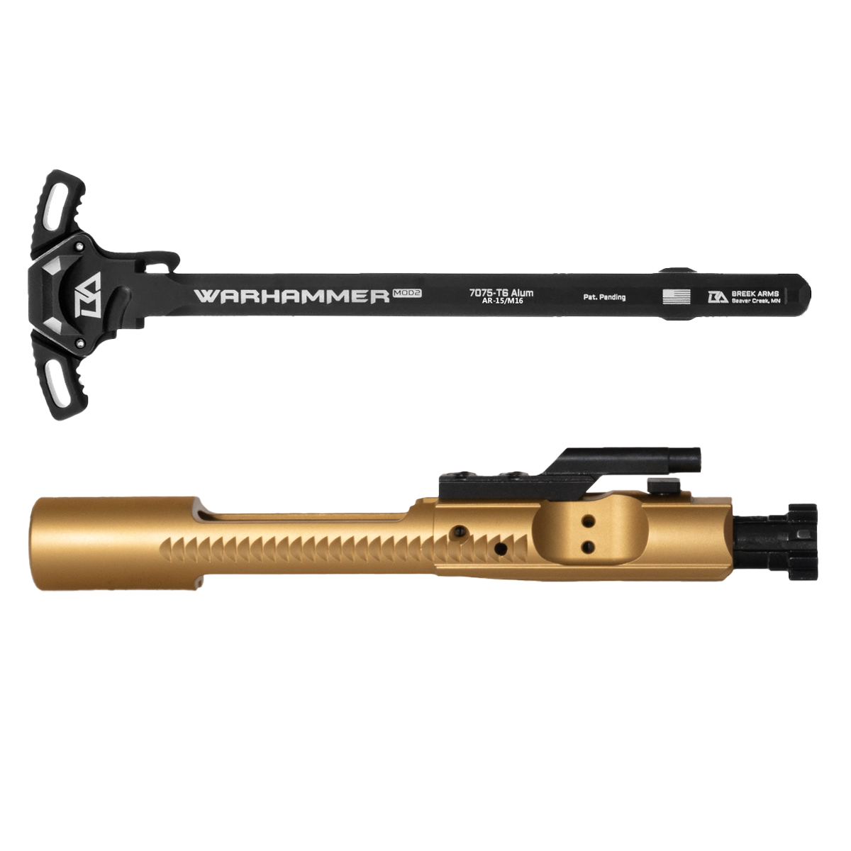  Davidson Defense AR-15 Complete 5.56 NATO BCG TiN Gold Finish, Breek Arms Warhammer MOD2 Mini Ambi Charging Handle
