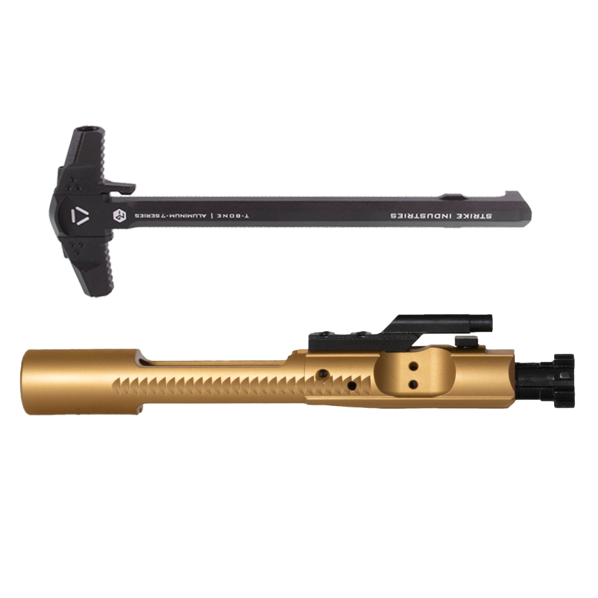  Davidson Defense AR-15 Complete 5.56 NATO BCG TiN Gold Finish, Strike Industries AR-15 T-Bone Charging Handle - Black