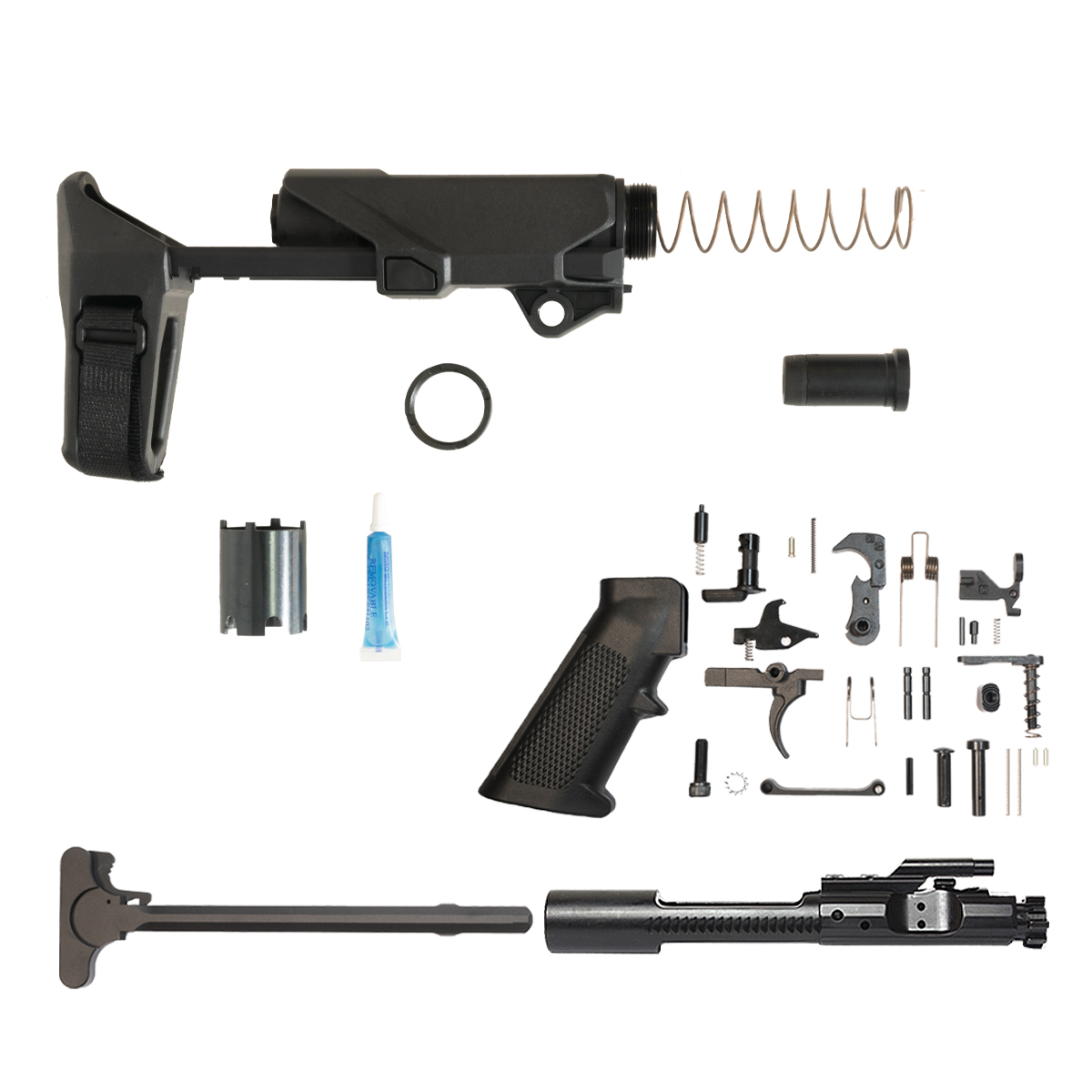  SB Tactical HBPDW AR Brace, 556/300BLK Buffer/Spring, Short Buffer Brace System, Lower Parts Kit, 5.56 BCG and Charging Handle