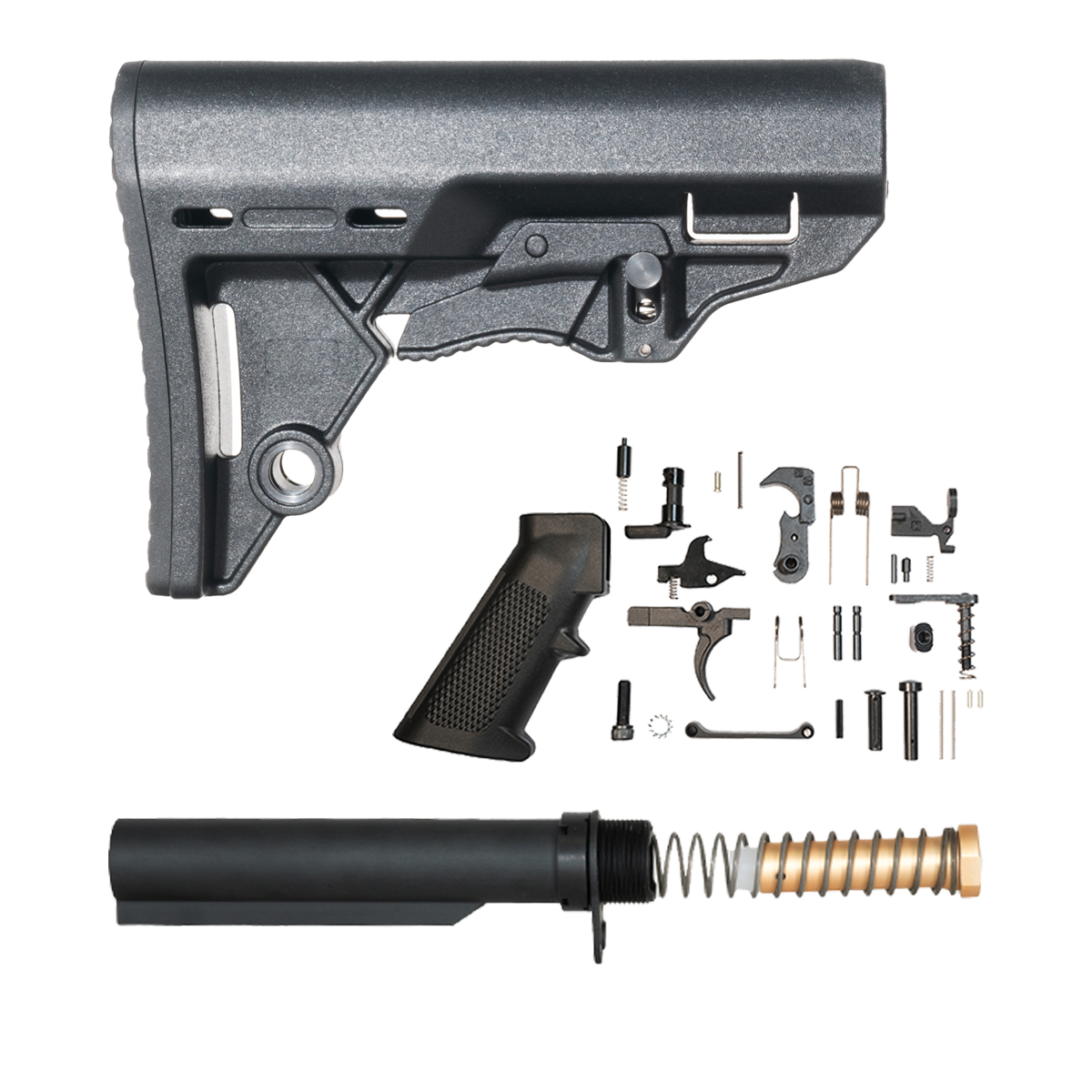 Davidson Defense AR-15 Scout Stock with Integrated QD Mount, Mil-Spec Lower Parts Kit, Mil-Spec Buffer Tube Kit, 3 oz Carbine Buffer
