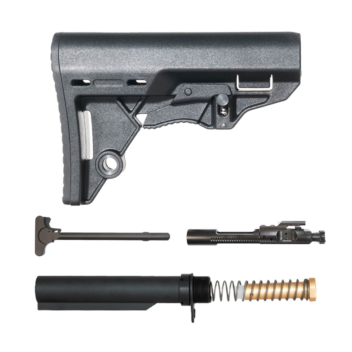 Davidson Defense AR-15 Scout Stock with Integrated QD Mount, BCG, Charging Handle, Mil-Spec Buffer Tube Kit, 3 oz Carbine Buffer