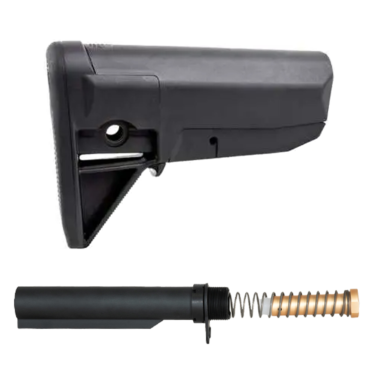  BCM Gunfighter AR-15 MOD 0 Black Collapsible Stock Kit, Mil-Spec Heavy-Duty Carbine Buffer Tube, 3 oz Carbine Recoil Buffer, Recoil Spring, Castle Nut & End Plate