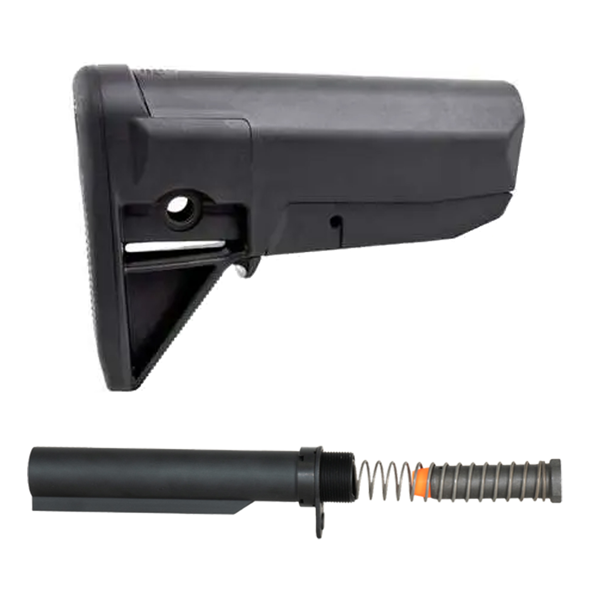  BCM Gunfighter AR-15 MOD 0 Black Collapsible Stock Kit, Mil-Spec Heavy-Duty Carbine Buffer Tube, 5.5 oz Carbine Recoil Buffer, Recoil Spring, Castle Nut & End Plate