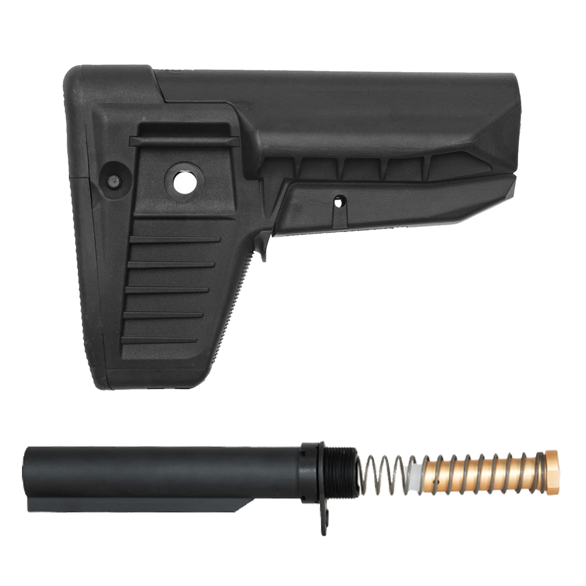  BCM Gunfighter AR-15 SOPMOD Mod 1 Black Stock Kit, Mil-Spec Heavy-Duty Carbine Buffer Tube, 3 oz Carbine Recoil Buffer, Recoil Spring, Castle Nut & End Plate