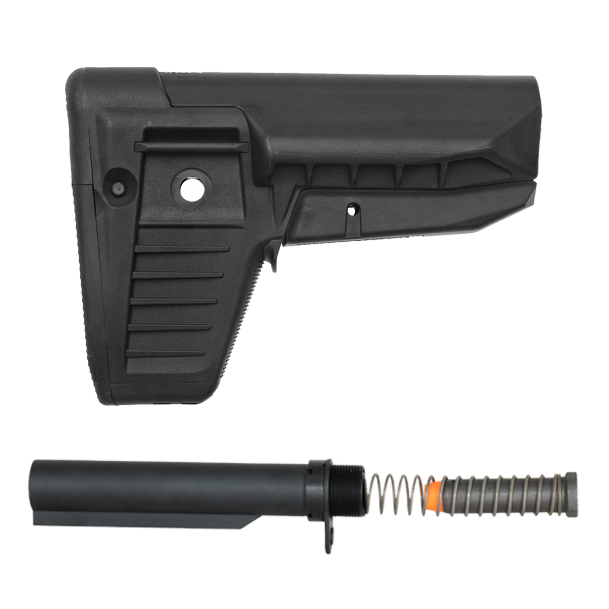  BCM Gunfighter AR-15 SOPMOD Mod 1 Black Stock Kit, Mil-Spec Heavy-Duty Carbine Buffer Tube, 5.5 oz Carbine Recoil Buffer, Recoil Spring, Castle Nut & End Plate