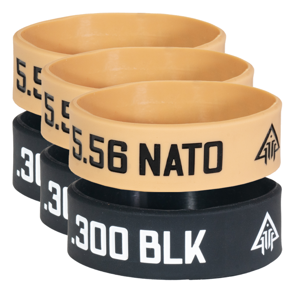 DTT 6 Pack 5.56 / .300BLK Magazine Bands, (3) 5.56 FDE, (3) .300BLK Black