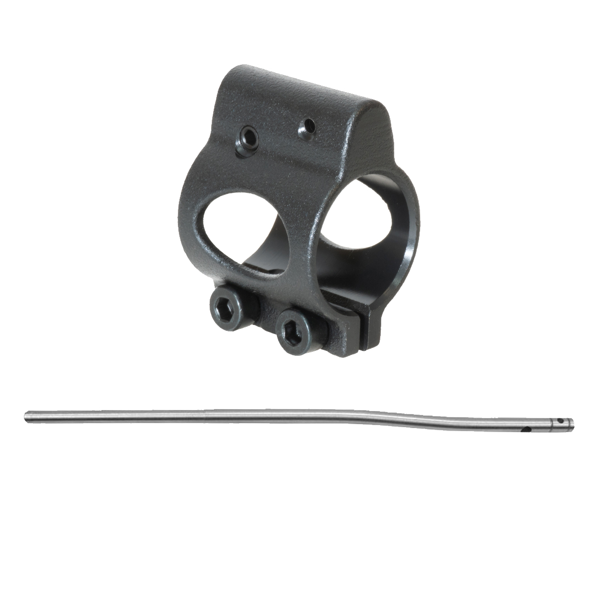  SHOTAC .750 Adjustable Clamp-On Black Gas Block with Stainless Pistol Gas Tube Bundle