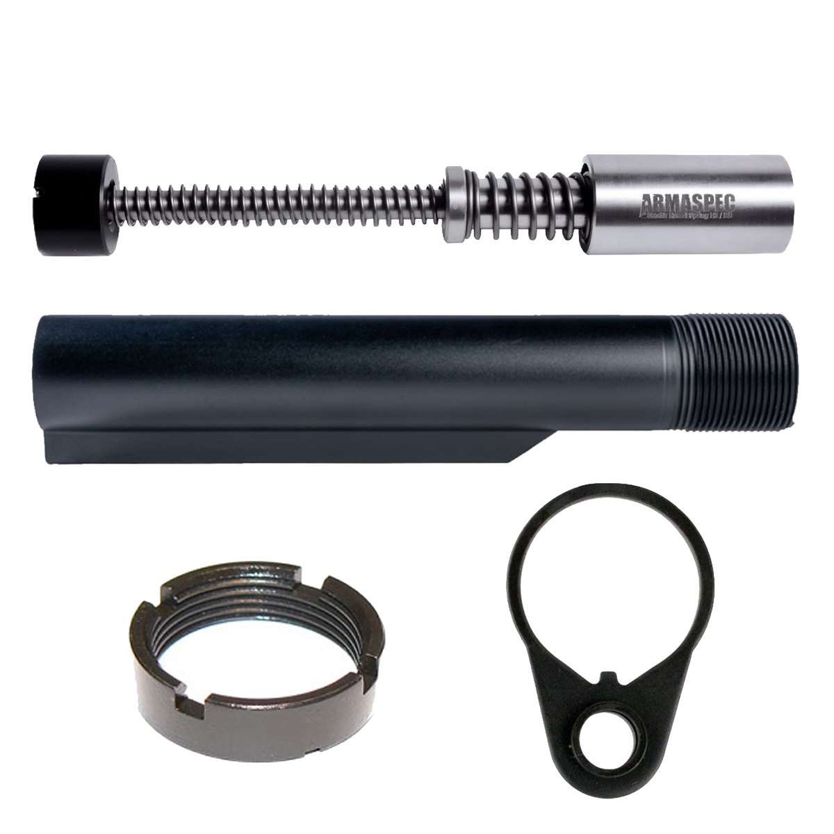  Armaspec H3 5.6oz Stealth Recoil Spring Carbine Buffer System Bundle, Ambidextrous QD Sling Swivel End Plate