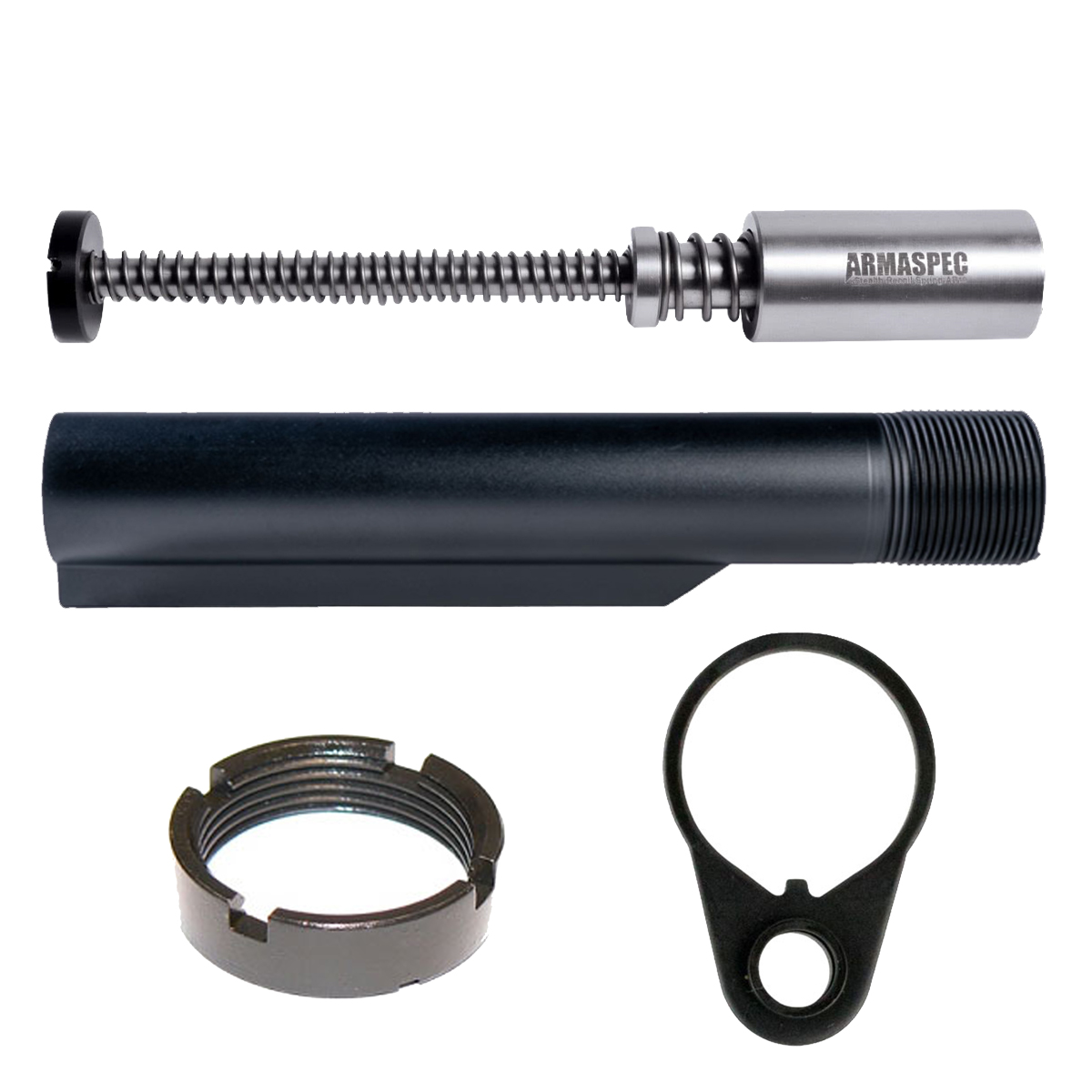  Armaspec AR-10 Gen 4 Stealth Recoil Spring Carbine Buffer System Bundle, Ambidextrous QD Sling Swivel End Plate