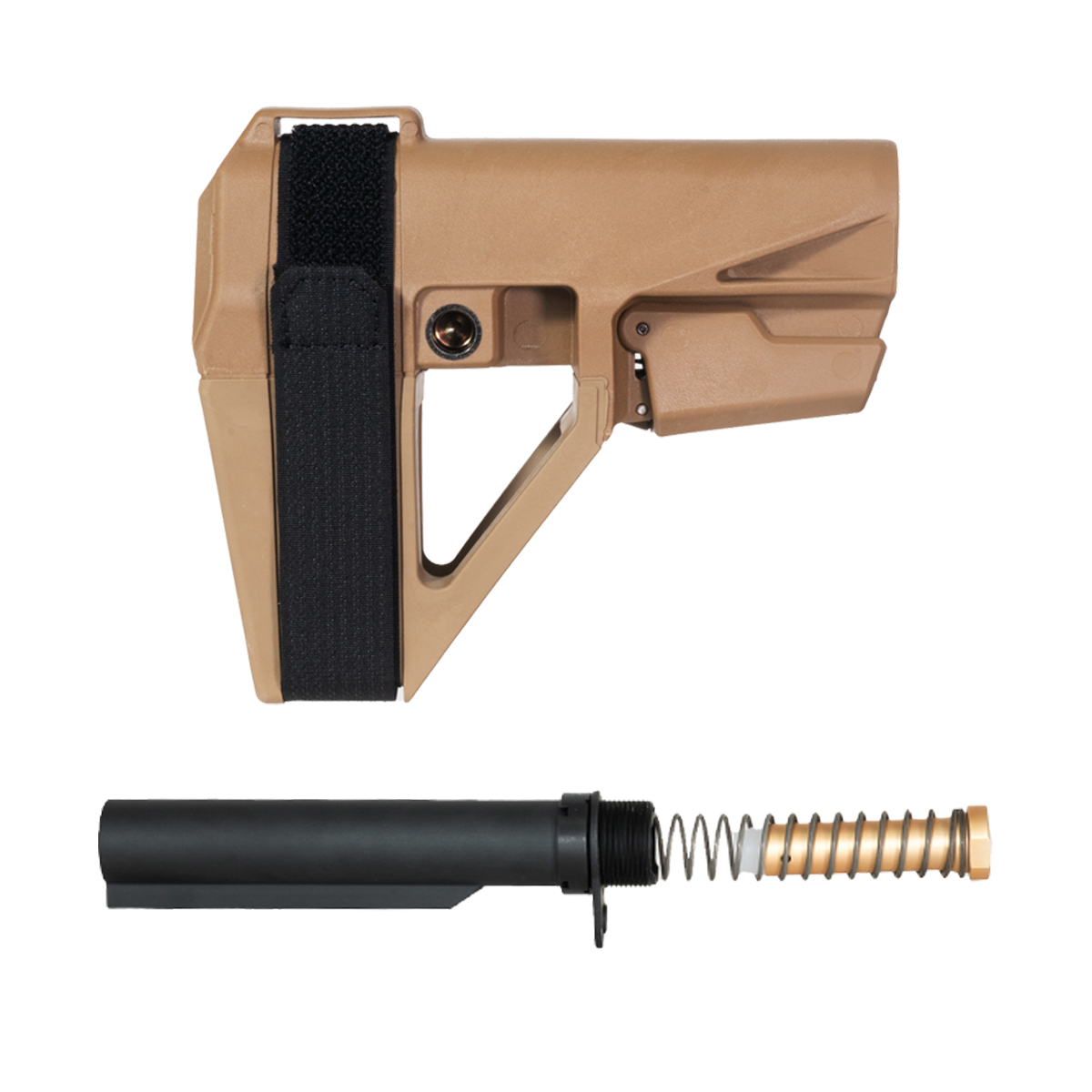  SB Tactical SBA5 Adjustable Pistol Stabilizing FDE Brace, Carbine Buffer Tube Kit, 3 oz Carbine Buffer