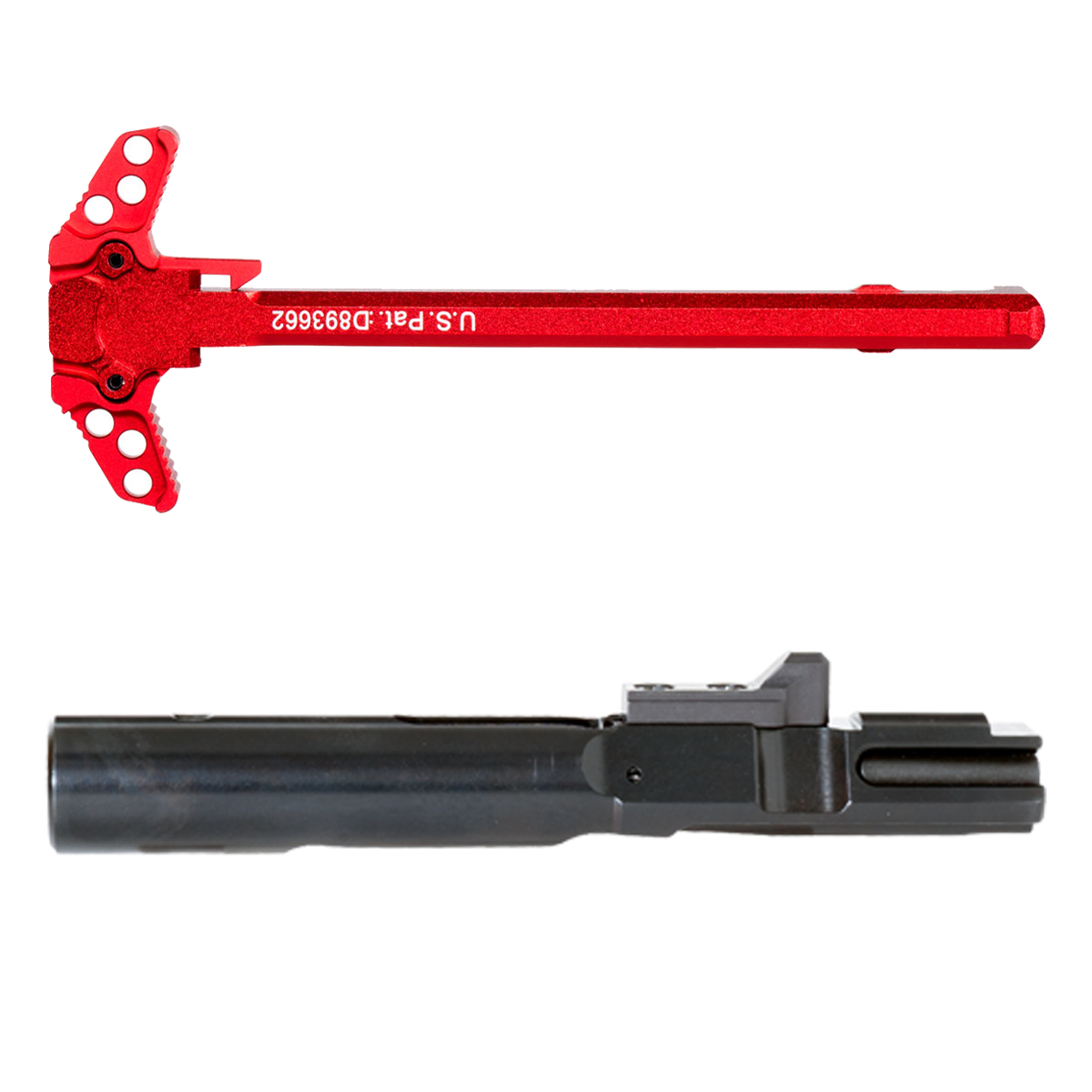 Davidson Defense Red Ambidextrous AR15 Charging Handle, 9MM Nitride Bolt Carrier Group 8620 Alloy Steel, Compatible with Glock and Colt Magazines with External Extractor