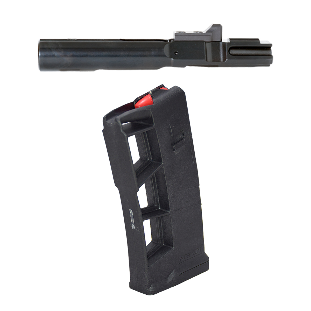 MEAN Arms ExoMag Ejector AR-15 9mm 20-Round Magazine, 9MM Nitride Bolt Carrier Group 8620 Alloy Steel – Compatible with Glock and Colt Magazines, External Extractor