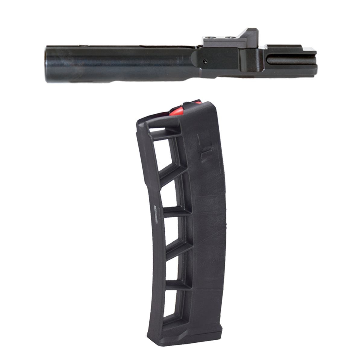 MEAN Arms ExoMag Ejector AR-15 9mm 32-Round Magazine, 9MM Nitride Bolt Carrier Group 8620 Alloy Steel – Compatible with Glock and Colt Magazines, External Extractor