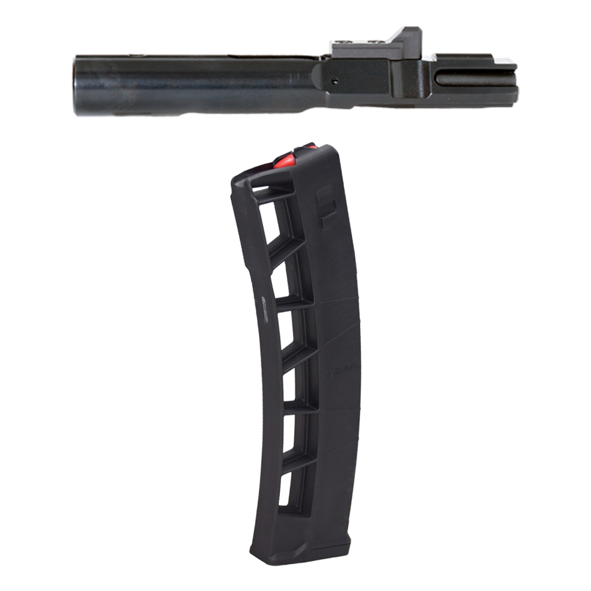 MEAN Arms ExoMag Ejector AR-15 9mm 40-Round Magazine, 9MM Nitride Bolt Carrier Group 8620 Alloy Steel – Compatible with Glock and Colt Magazines, External Extractor