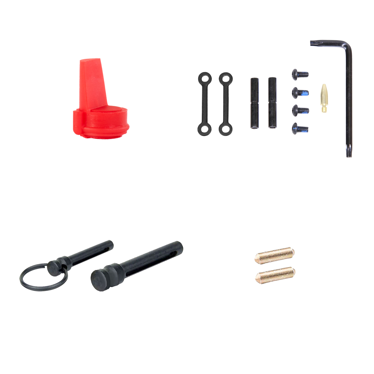  Guntec Anti-Walk/Anti-Rotation Trigger Pins Anodized Black, Red ACCU Wedge, Quick Pull Take Down Pin Set with Detents