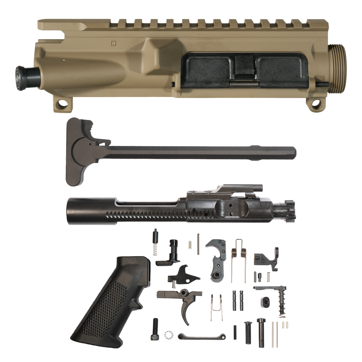 Davidson Defense AR-15 7075-T6 Aluminum FDE Cerakote Upper Receiver w/ Forward Assist & Ejection Port Cover, Complete BCG (5.56/.223/.300/.350), Mil-Spec Charging Handle & Complete Lower Parts Kit