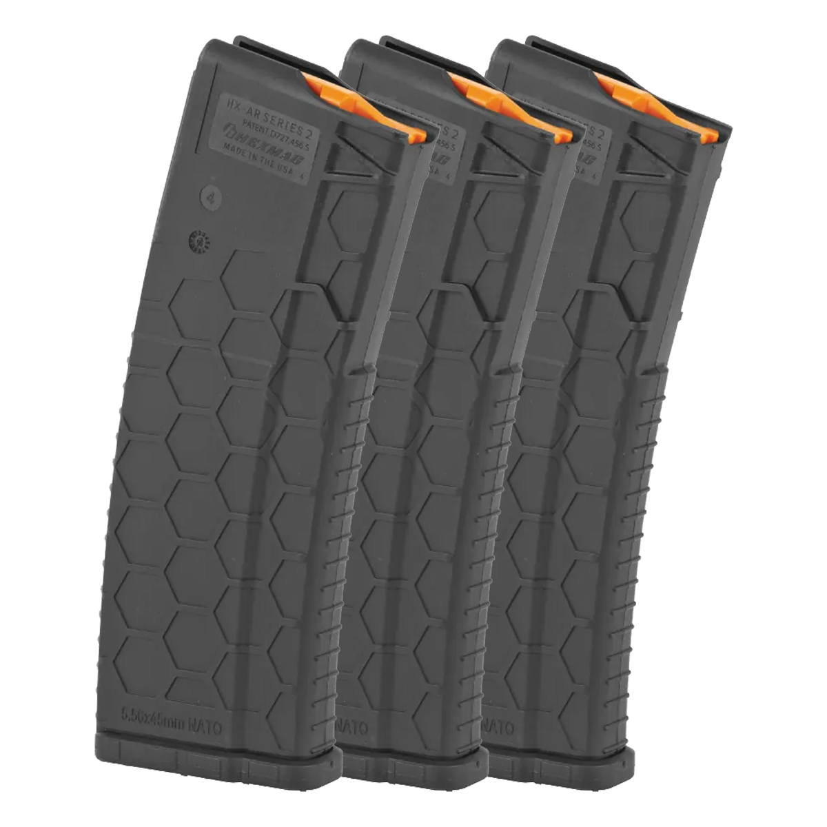 HEXMAG Series 2 30-Round AR-15 Magazine 3-Pack, Carbon Fiber, Black, .223 / 5.56 NATO / .300 AAC Blackout
