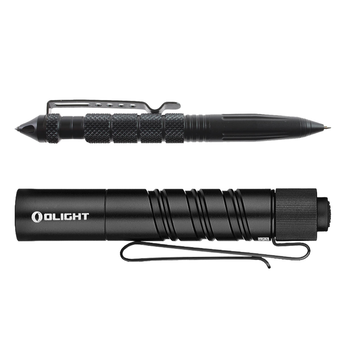  Everyday Carry Bundle, Tactical Pen w/ Glass Breaker & Olight i3T 2 EOS Small Flashlight, Black