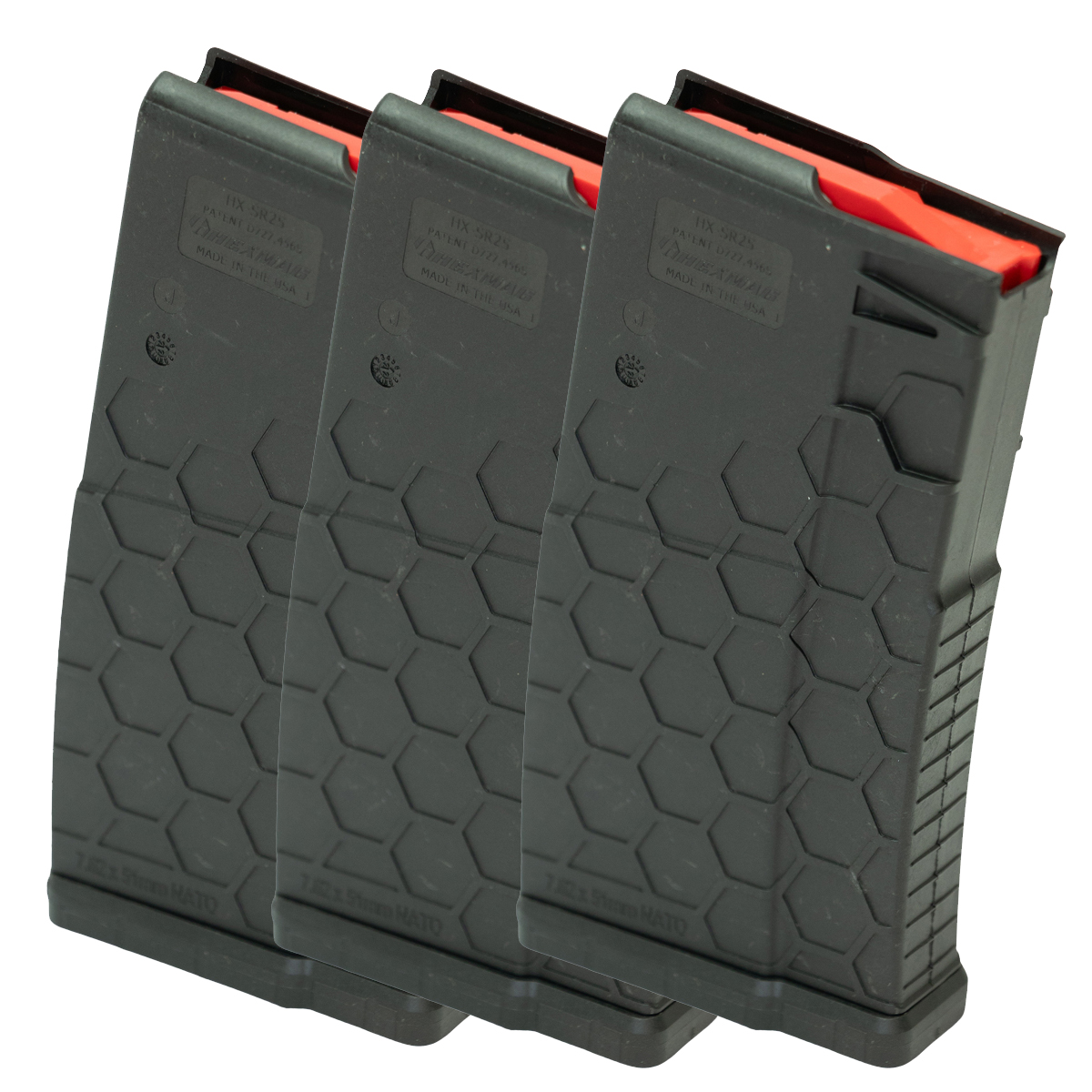  HEXMAG 20-Round SR-25 Magazine 3-Pack Bundle, Carbon Fiber, Black, 7.62 NATO / .308 Winchester / 6.8x51mm