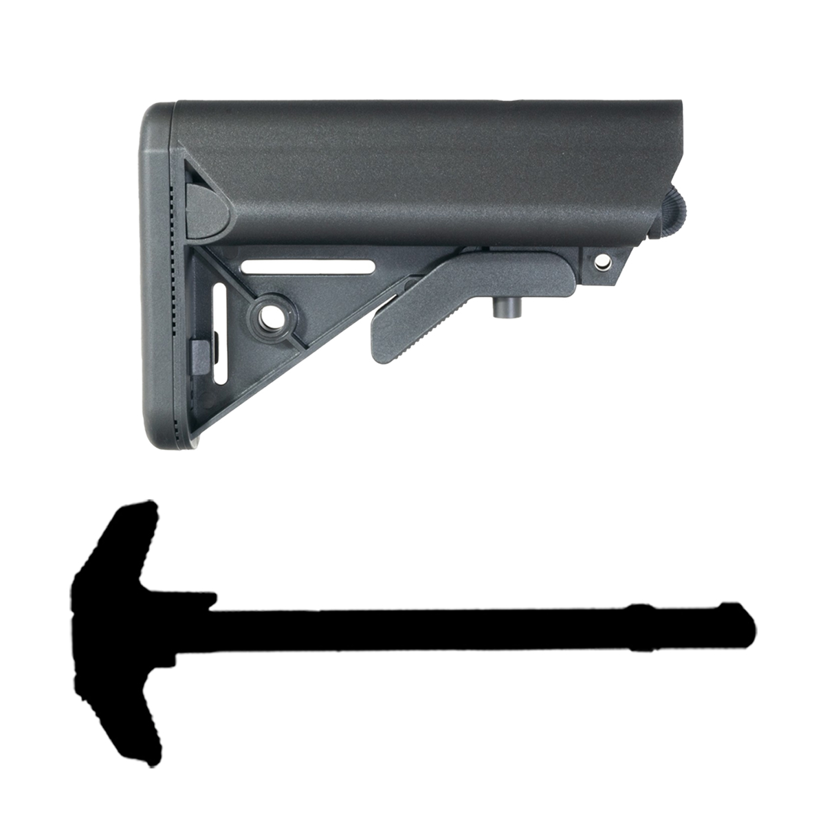 Davidson Defense Blind Box Ambidextrous Charging Handle w/SOPMOD Style Collapsible Stock with Storage Compartments Bundle