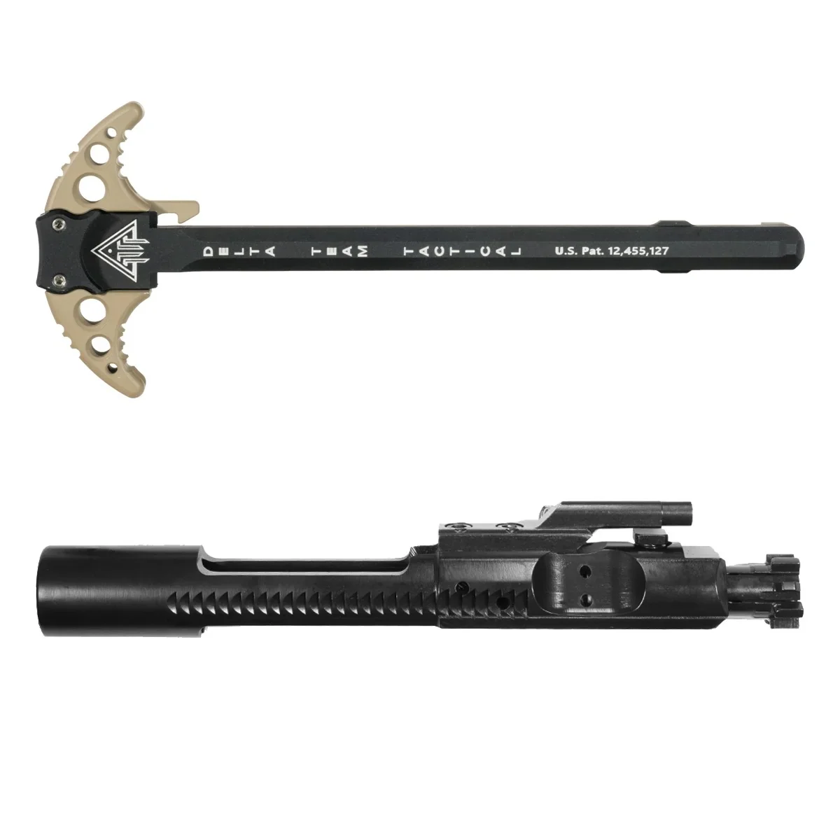 Delta Team Tactical FDE Batwing-X Ambidextrous Charging Handle w/ Extended Latches & Davidson Defense Nitride AR-15 5.56/.223 M16 Bolt Carrier Group Bundle